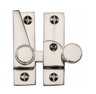 Heritage Hook Plate Sash Fastener V1106L Lockable Polished Nickel