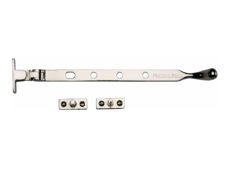 Heritage Ball Casement Stay 10" V992 Polished Nickel