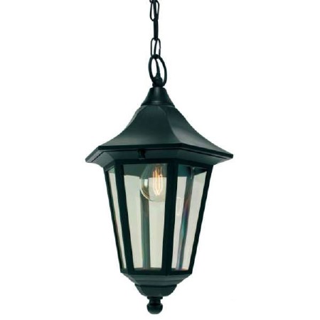 Elstead Valencia Hanging Outdoor Chain Lantern Light Black