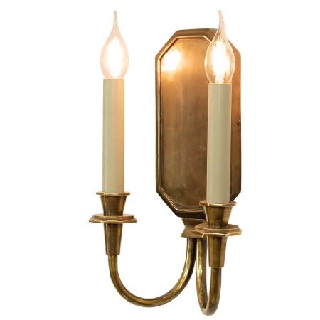 Valerie Double Candle Wall Light Sconce Renovated Brass