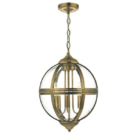 Vanessa 3 Light Globe Lantern Antique Brass