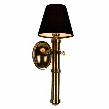 Velsheda Single Wall Light Sconce - Renovated Brass & Black Shade