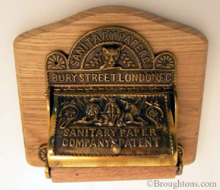 Victorian Toilet Roll Holder on Oak Pattress