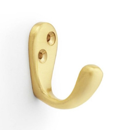 Victorian Single Robe Hook Satin Brass