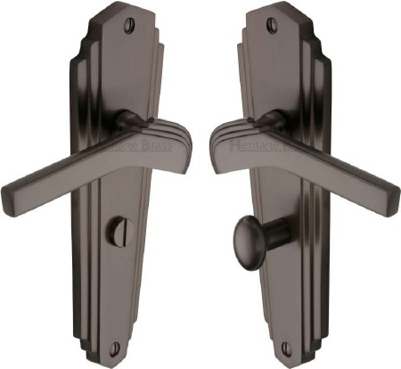 Heritage Waldorf Bathroom Door Handles WAL6530 Matt Bronze