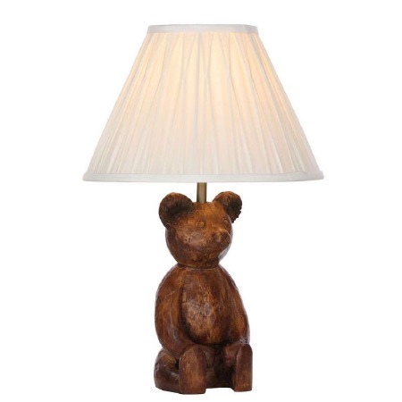 David Hunt Walter Table Lamp Wood Effect With Ivory Shade