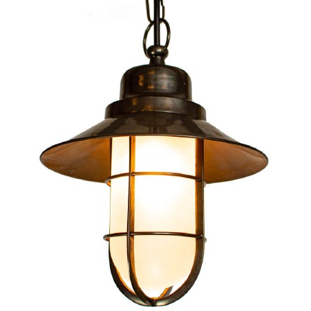 Wheelhouse Pendant Antique Brass Opal Glass