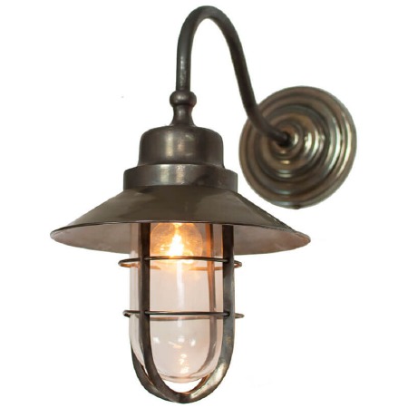 Wheelhouse Outdoor Wall Lantern Antique Brass Clear Glass