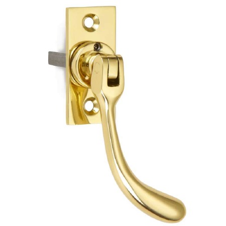 Locking Peardrop Espagnolette Handle RH Polished Brass Unlacquered