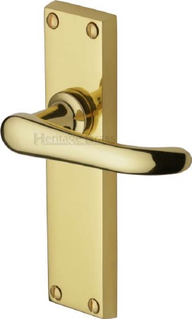 Heritage Windsor Door Latch Handles V713 Polished Brass Lacquered