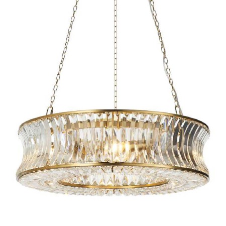 Morden 6 Light Chandelier Brushed Brass & Crystal