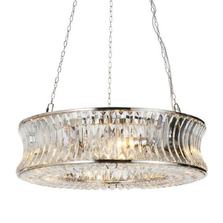 Morden 6 Light Chandelier Bright Nickel & Crystal