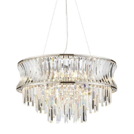 Morden 9 Light Chandelier Bright Nickel & Crystal