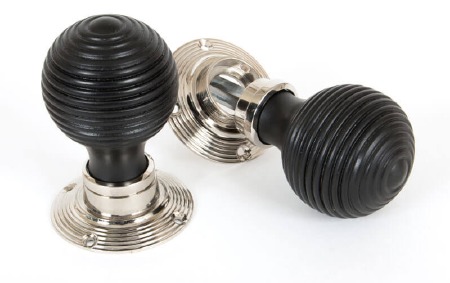 From The Anvil Beehive Wooden Mortice/Rim Door Knobs Ebonized & Nickel