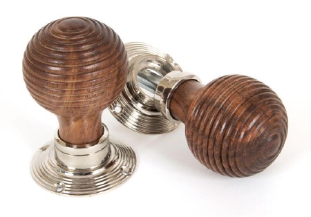 From The Anvil Beehive Wooden Mortice/Rim Door Knobs Rosewood & Nickel