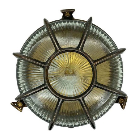 Extra Large Radial Porthole Bulkhead Light Antique Brass