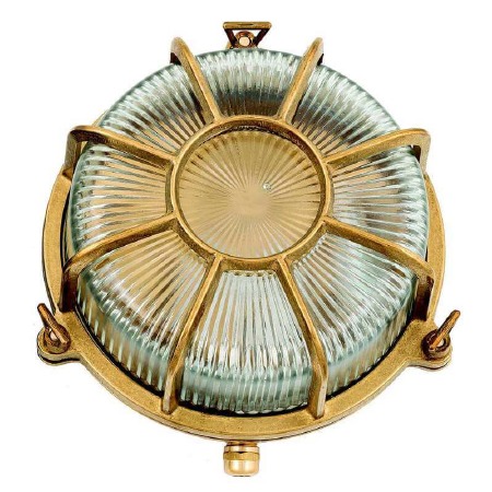 Extra Large Radial Porthole Bulkhead Light Raw Brass