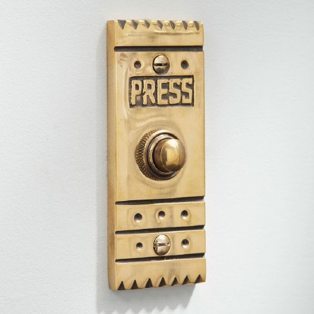 Arts & Crafts Door Bell Push Renovated Brass