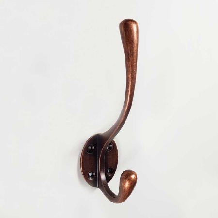 Hat & Coat Hook Plain Distressed Antique Copper