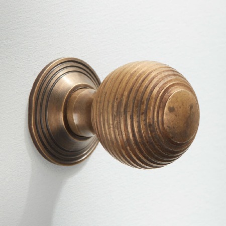 Reeded Cabinet Knob 25mm Antique Satin Brass