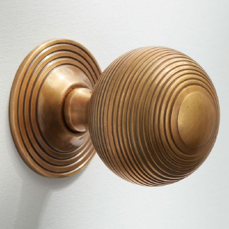 Reeded Cabinet Knob 38mm Antique Satin Brass