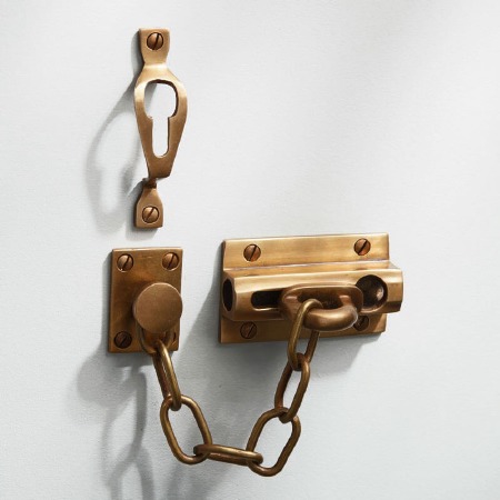 Heavy Door Security Chain Antique Satin Brass