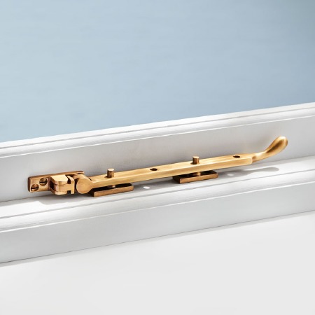 Pear Drop Window Stay Antique Satin Brass 10"