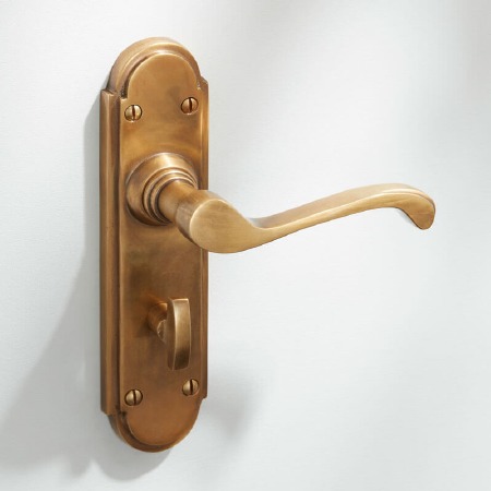 Coronet Bathroom Door Handles Antique Satin Brass