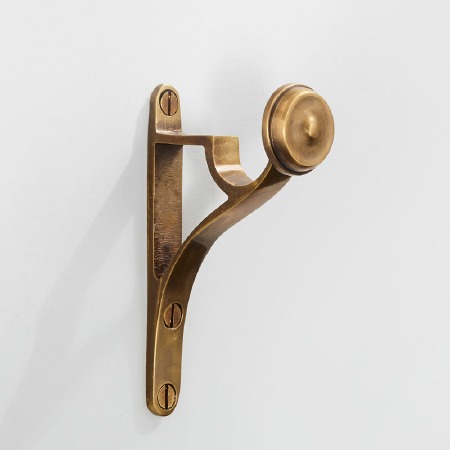 Curtain Pole End Bracket for 25mm Pole Antique Satin Brass