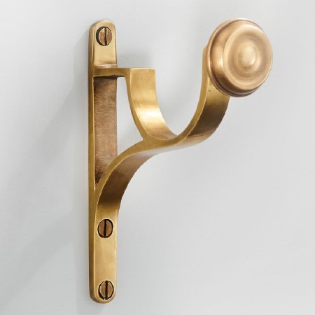Curtain Pole End Bracket for 50mm Pole Antique Satin Brass