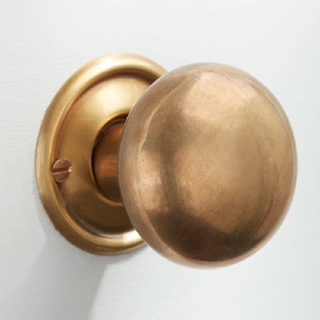 Plain Bun Mortice or Rim Door Knobs 45mm Antique Satin Brass