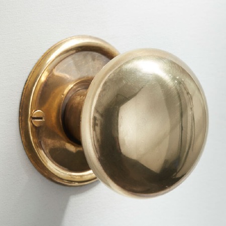 Plain Bun Mortice or Rim Door Knobs 50mm Renovated Brass