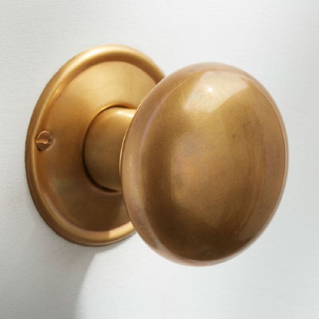 Plain Bun Mortice or Rim Door Knobs 56mm Antique Satin Brass