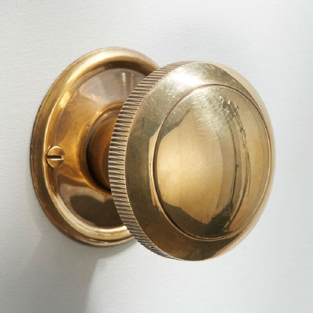 Milled Edge Mortice or Rim Door Knobs 50mm Renovated Brass
