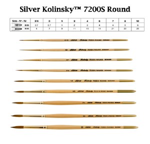 Silver Kolinsky Short Handle Round 10 - 7200S-10