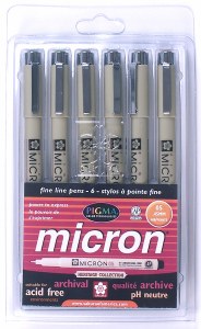 Sakura Pigma Micron Pen 05 (.45mm) Set of 6 Heritage Colors