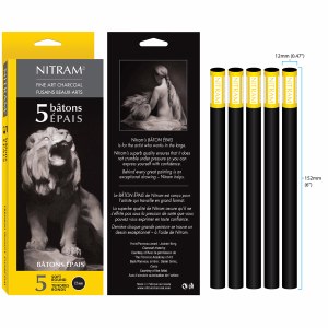 Nitram Soft Round Charcoal Sticks Large - 12mm