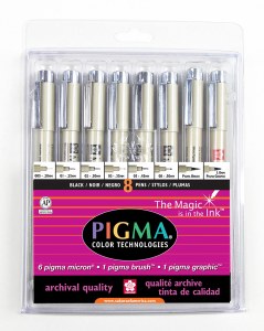 Sakura Pigma Micron Pen Set of 8 Black