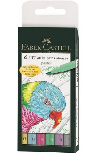 Faber-Castell Pitt Artist Pens Set of 6 Brush Tips:Pastel