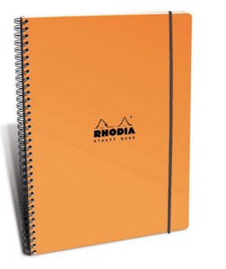 Rhodia Lined Elasti Book Wirebound 9x11.75 Orange