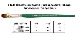Crystal Series Filbert Grass Comb 1/4 -  SB6828S14
