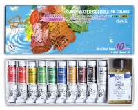 Holbein Duo Aqua Oil Compact Set of 10, 10ml tubes + 40ml Linseed Oil