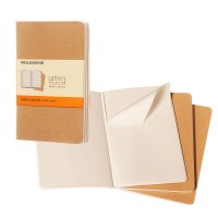 Moleskin Cahier Set of 3, Kraft Brown Pocket 3.5"x5.5" Ruled Journals
