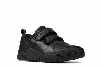 Clarks 'Scooter Speed Toddler' Boys School Shoes (Black)