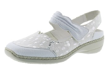 Rieker '41379' Ladies Shoes (White/Silver)