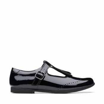 Clarks 'Scala Teen Youth' Girls School Shoes (Black Patent)