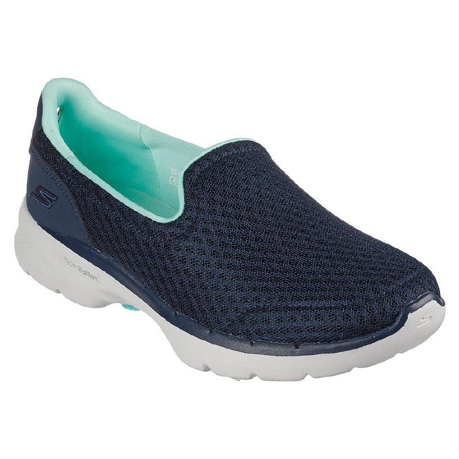 Skechers 'GOwalk 6 Big Ladies Shoes (Navy/Turquoise) - Hand Footwear Ltd