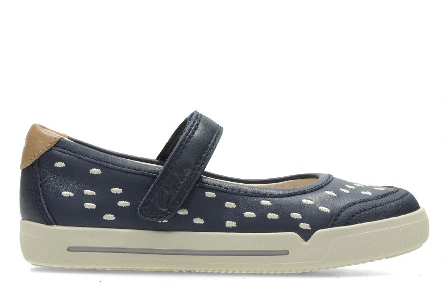 clarks girls navy shoes