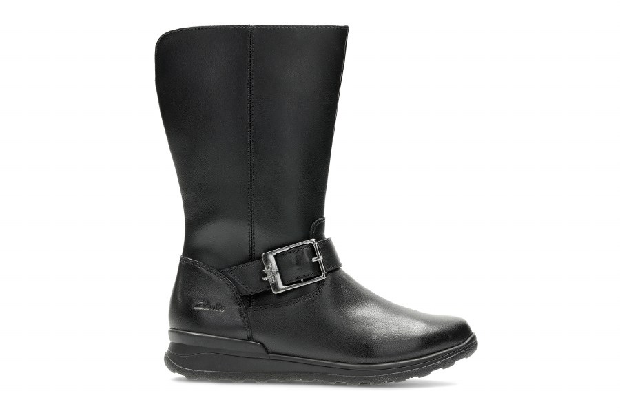 girls black leather boots