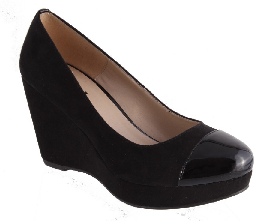 ladies black wedges